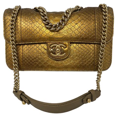 chanel gold python boy bag|chanel python bags price.